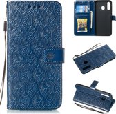 Geperst Printing Rattan Flower Pattern Horizontal Flip PU Leather Case for Galaxy A20 / A30 / A50, with Holder & Card Slots & Wallet & Photo Frame (Dark Blue)