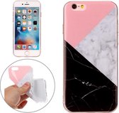 Voor iPhone 6 & 6s roze zwarte kleur bijpassende marmeren patroon zachte TPU beschermhoes
