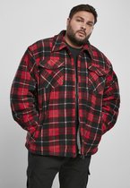 Urban Classics Jacket -XL- Plaid Teddy Lined Shirt Zwart/Rood
