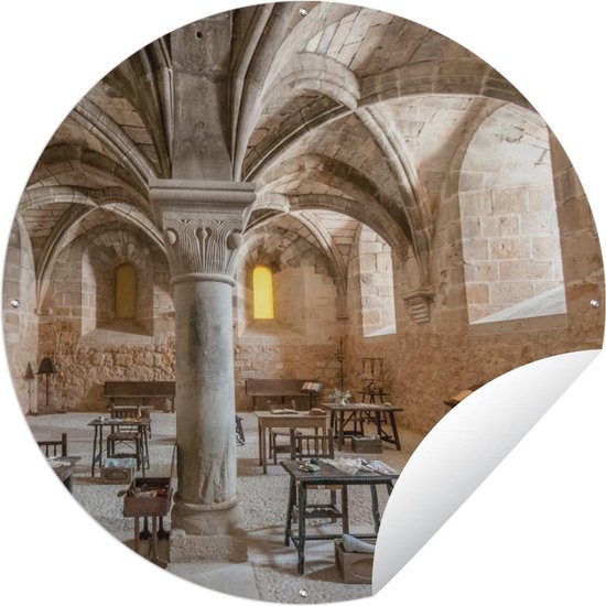 Tuincirkel Eetzaal in een Spaans klooster - 60x60 cm - Ronde Tuinposter - Buiten