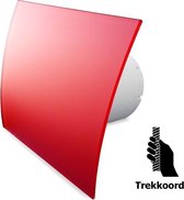 Pro-Design badkamer/toilet ventilator - TREKKOORD (KW100W) - Ø 100mm - gebogen GLAS - mat rood