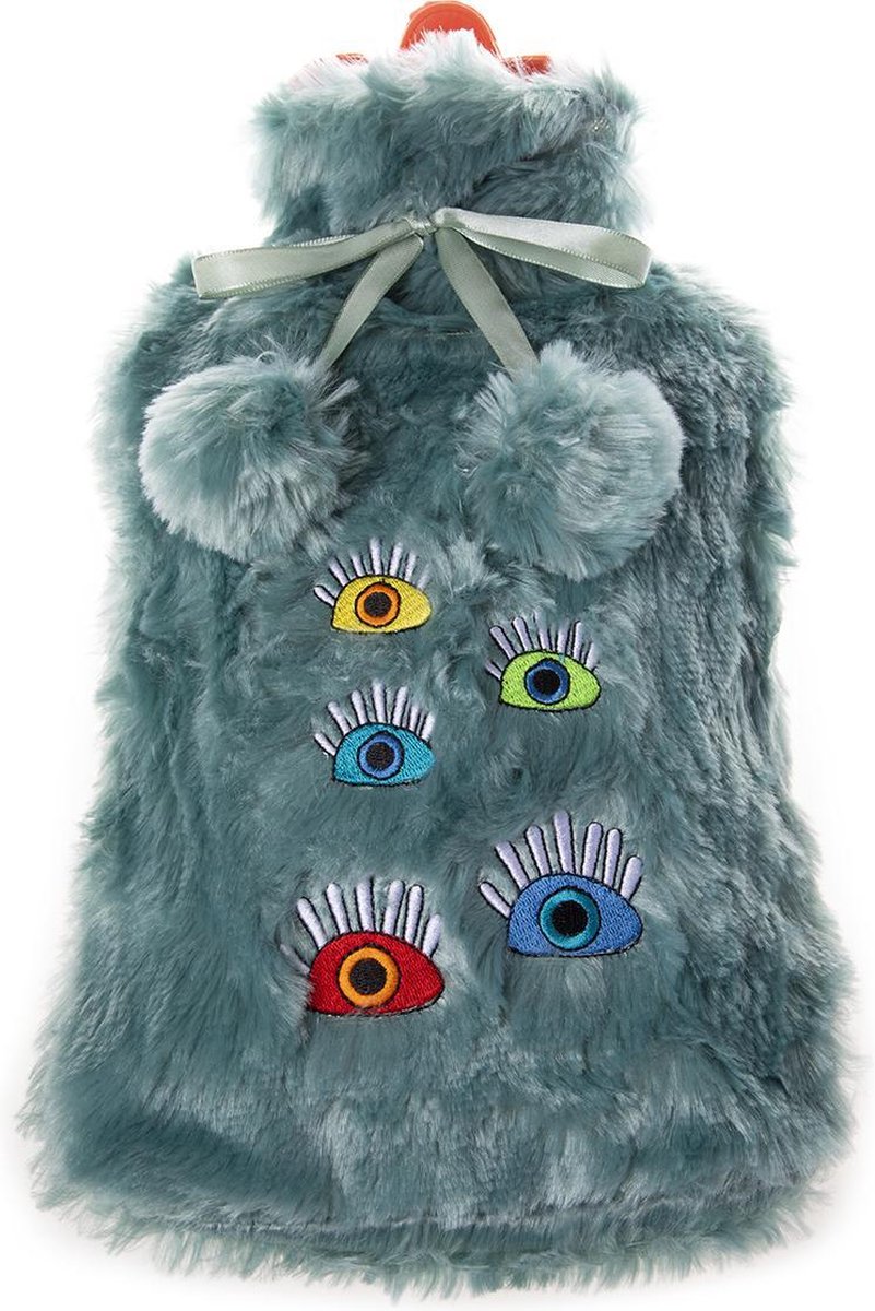 Goedkoopste Biggdesign - My Eyes On You kruik - Warmwaterkruik - Kruikzak - Kruikhoes - Warmwaterzak - Kinderkruik - Warmwater Kruik met zachte Hoes - Turkoois