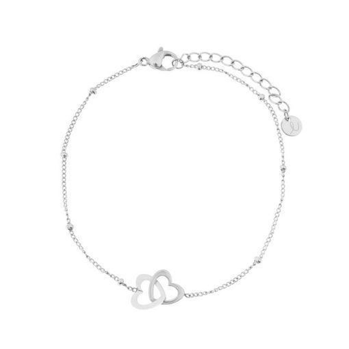 Armband om te delen hartjes - Volwassenen - Zilver - Stainless steel (verkleurt niet) - Verlengkettinkje