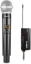 Draadloze microfoon - Vonyx WM55 plug-in draadloze microfoonset UHF - Mobiele draadloze zang, spraak en karaoke microfoon set op accu