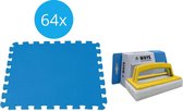 Intex - Voordeelverpakking - Zwembadtegels - 8 verpakkingen van 8 tegels - 16m² & WAYS scrubborstel