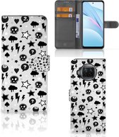 Telefoonhoesje Xiaomi Mi 10T Lite Wallet Book Case met Pasjeshouder Silver Punk