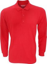 Gildan Heren Lange Mouw Premium Katoen Dubbel Pique-Pique Poloshirt (Rood)