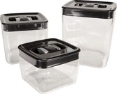 ClickClack Food Storage Box Pantry Cube - Ensemble de 3 pièces - Noir