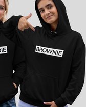 Blondie & Brownie Hoodie Block (Brownie - Maat L) | BFF Koppel Sweater | Best Friends Forever