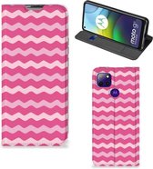Étui pour téléphone portable design Motorola Moto G9 Power Photo Case Waves Pink