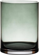 Transparant grijze home-basics Cylinder vaas/vazen van glas 15 x 12 cm - Bloemen/boeketten - binnen gebruik