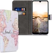 kwmobile telefoonhoesje voor Huawei Y7 (2019) / Y7 Prime (2019) - Hoesje met pasjeshouder in zwart / meerkleurig - Travel Wereldkaart design