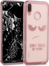 kwmobile hoesje voor Huawei P20 Lite - backcover voor smartphone - Don't Touch My Phone design - roségoud / roségoud / transparant