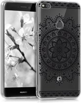 kwmobile telefoonhoesje voor Huawei P8 Lite (2017) - Hoesje voor smartphone in zwart / transparant - Azteekste Bloemen design