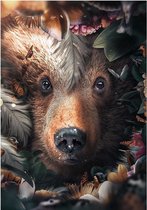 Flower Bear Aluminium 70x100 cm botanische jungle dieren wanddecoratie