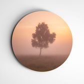 IDecorate - Schilderij - Minimalistische Fog Mariapeel - Bruin, Roze, Rood En Oranje - 40 X 40 Cm