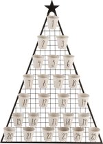 J-line Kalender Kerst December Boom Metaal Zwart/Wit