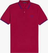 Fred Perry M3600 polo twin tipped shirt - Red Grapefruit / Mid Blue / Mid Blue -  Maat: S