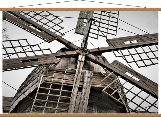 Schoolplaat – Wieken van Houten Molen - 120x80cm Foto op Textielposter (Wanddecoratie op Schoolplaat)