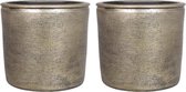 2x stuks bloempot/plantenpot van keramiek in het industrieel goud D16 en H14 cm - Binnen gebruik