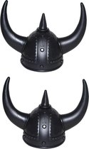 2x stuks zwarte Viking verkleed helmen voor volwassenen - Formaat 59 cm - Ga verkleed als woeste Noorman/Viking