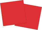 Servetten van papier 33 x 33 cm in het rood - Uni kleuren thema voor verjaardag of feestje - Inhoud: 40x stuks