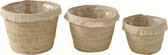 J-line Set Van 3 Kleine Manden Kwastjesband Mais Schil/Katoen Beige Wit