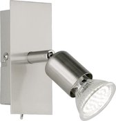 LED Wandspot - Trinon Nimo - GU10 Fitting - 3W - Warm Wit 3000K - 1-lichts - Rechthoek - Mat Nikkel - Aluminium