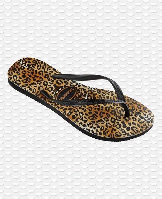 Havaianas Slim Leopard Dames Slippers - Black/Black - Maat 39/40 - Havaianas