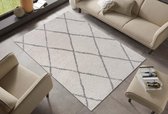 Hoogpolig vloerkleed ruiten Scandic - crème/donkergrijs 120x160 cm