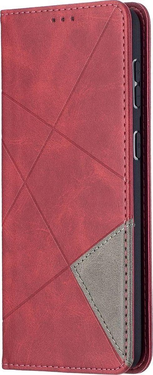 Mobigear Telefoonhoesje geschikt voor Samsung Galaxy S21 Plus Hoesje | Mobigear Rhombus Slim Bookcase | Pasjeshouder voor 2 Pasjes | Telefoonhoesje voor Pinpas / OV Kaart / Rijbewijs - Rood