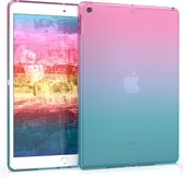 kwmobile hoes voor Apple iPad 10.2 (2019/2021) - siliconen beschermhoes voor tablet - Tweekleurig design - roze / blauw / transparant