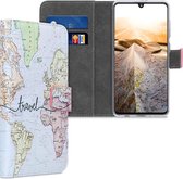 kwmobile telefoonhoesje voor Samsung Galaxy A41 - Hoesje met pasjeshouder in zwart / meerkleurig - Travel Wereldkaart design