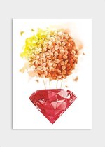 Poster Flower Diamond Ruby - Dibond - Meerdere Afmetingen & Prijzen | Wanddecoratie - Interieur - Art - Wonen - Schilderij - Kunst