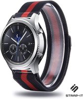 Milanees Smartwatch bandje - Geschikt voor  Samsung Gear S3 Milanees bandje - zwart/rood - Strap-it Horlogeband / Polsband / Armband