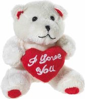Mini cadeau knuffel beertjes beige met I Love You hartje van 10 cm - valentijn cadeautje voor hem en haar