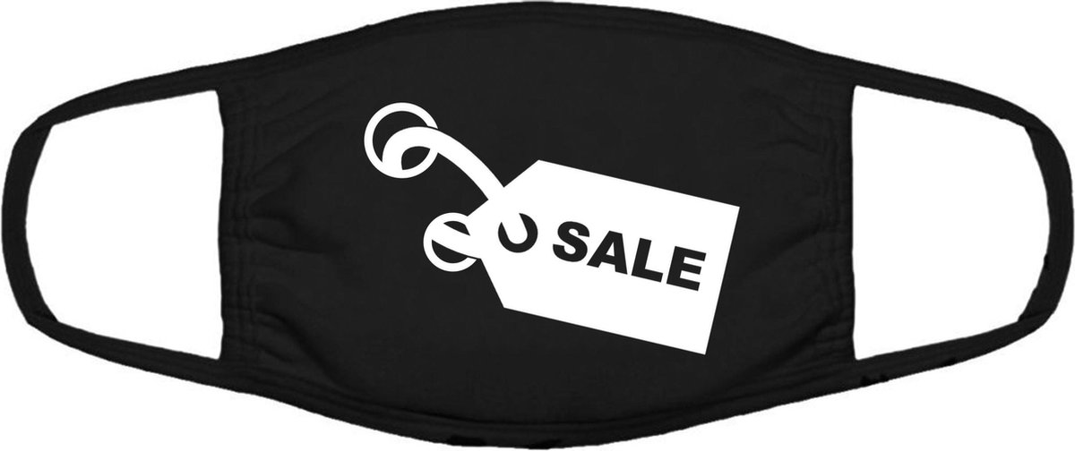 Sale - Uitverkoop | gezichtsmasker | bescherming | bedrukt | logo | Zwart mondmasker van katoen, uitwasbaar & herbruikbaar. Geschikt voor OV