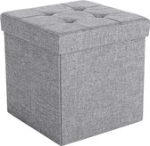 Trend24 - Opbergbox - Poef - Hocker - Poef met opbergruimte - Opbergsysteem - MDF - 38 x 37.5 x 37.5 cm - Grijs
