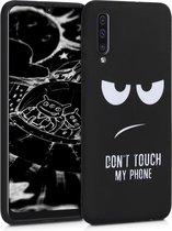 kwmobile telefoonhoesje geschikt voor Samsung Galaxy A50 - Hoesje voor smartphone in wit / zwart - Backcover van TPU - Don't Touch My Phone design