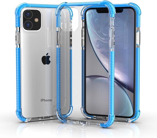 iPhone 11 / iPhone XR bumper case TPU + acryl - transparant blauw | bol.com