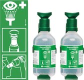Plum Oogspoelstation met 2 flessen, enkele of dubbele houder, voor wandmontage dubbele houder met 2 x 1000 ml oogspoeling