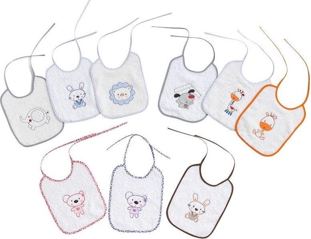 Interbaby Slabbetjes Junior Katoen 25 Cm Wit 12 Stuks