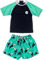 Snapper Rock - UV-zwemset voor baby jongens - Korte mouw - Toucan Talk - Donkerblauw/Mint - maat 80-86cm