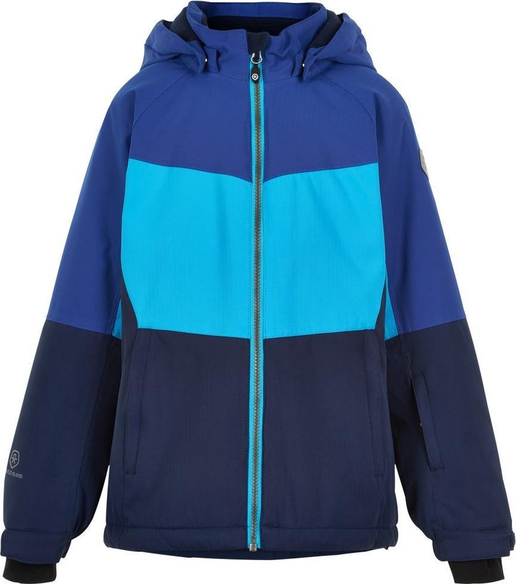 Color Kids - Ski-jas voor meisjes - Colorblock - Cyaanblauw - maat 92cm