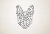 Line Art - Basenji - S - 59x44cm - Wit - muurdecoratie - Line Art