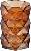 T-lichthouder Geometrisch Bruin 8x8x11glas (set van 6)