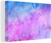 Oeuvre abstraite réalisée à l'aquarelle et violet avec des couleurs bleues 30x20 cm - petit - Tirage photo sur toile (Décoration murale salon / chambre)