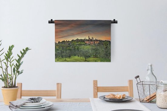 Tapisserie San Gimignano - La ville européenne de San Gimignano en Italie Tapisserie en coton 60x45 cm - Tapisserie avec photo