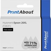 PrintAbout huismerk Inktcartridge 26XL (T2631) Foto-zwart Hoge capaciteit geschikt voor Epson