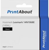 PrintAbout huismerk Inktcartridge 100XL (14N1068E) Zwart Hoge capaciteit geschikt voor Lexmark